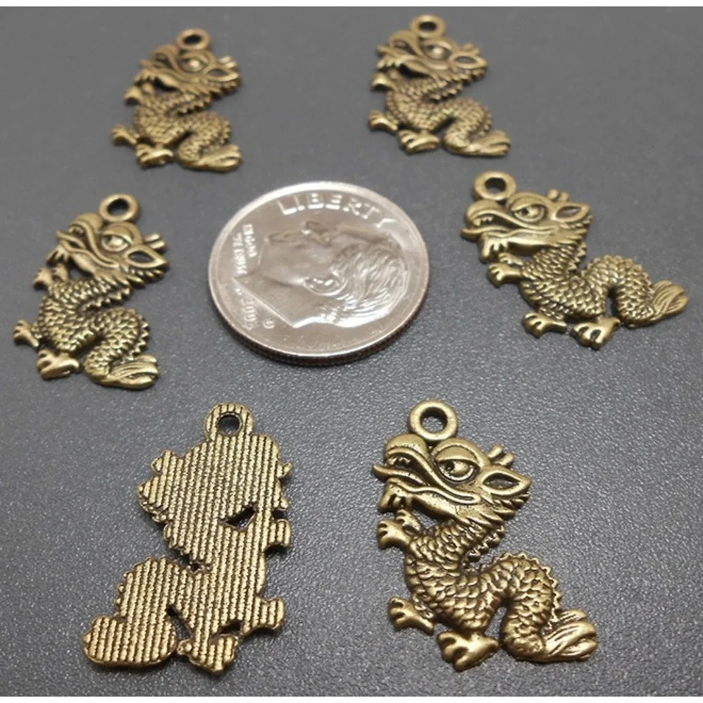 8pcs‎ Dragon Charms, jewelry making supplies, bronzetone metal